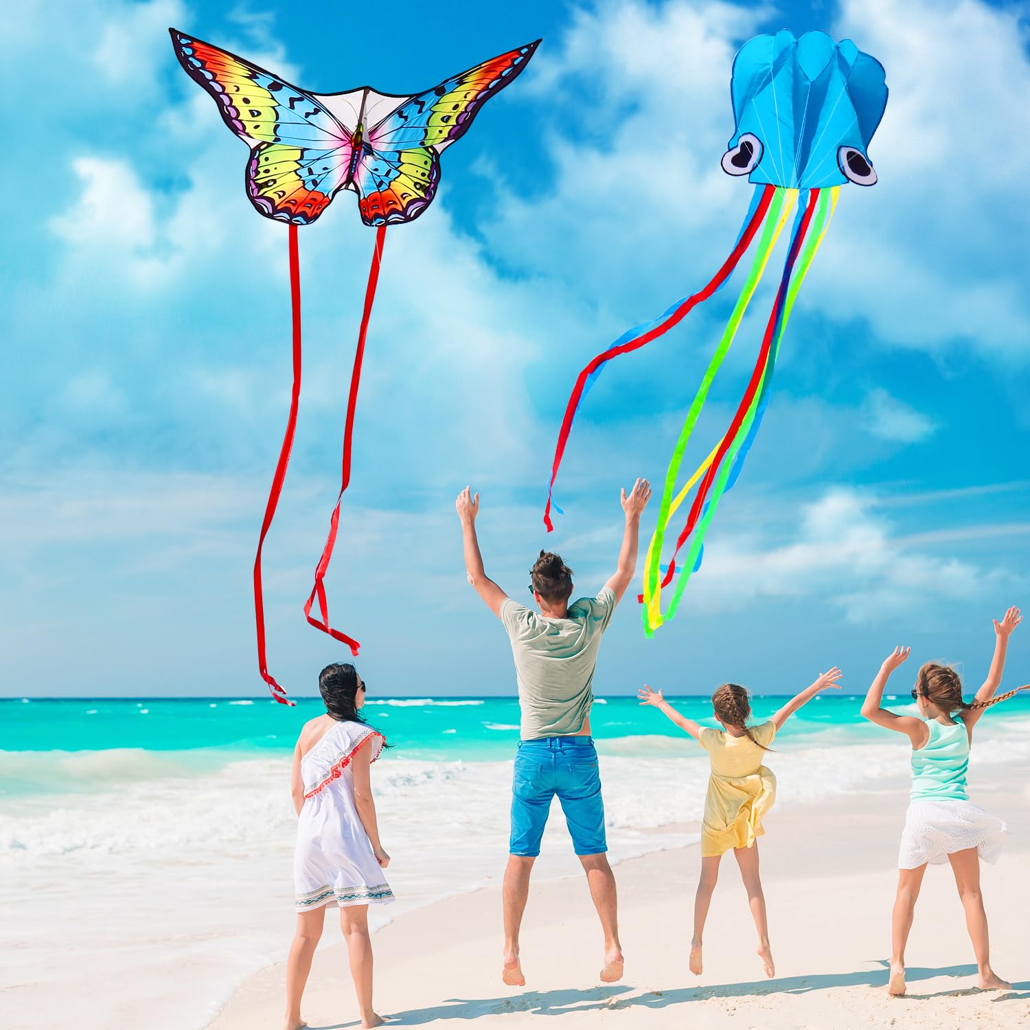 Trwałe latawce plażowe Delta Butterfly Octopus dla dorosłych i dzieci, łatwe latawce dla dzieci w wieku 8-12 lat, kolorowy aerodynamiczny design, lekkie i nieplączące się do aktywności na