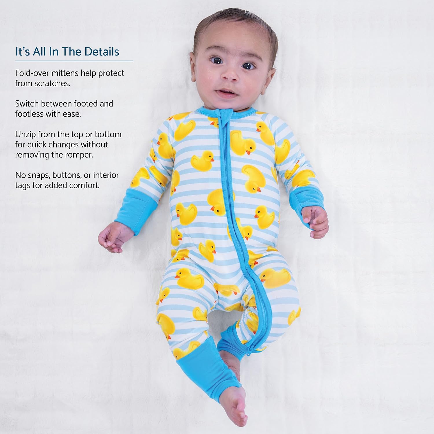 LollyBanks Baby Pajamas, Long Sleeve Baby Romper with 2-Way Zipper, 95% Viscose from Bamboo and 5% Spandex, Infant Sleepers
