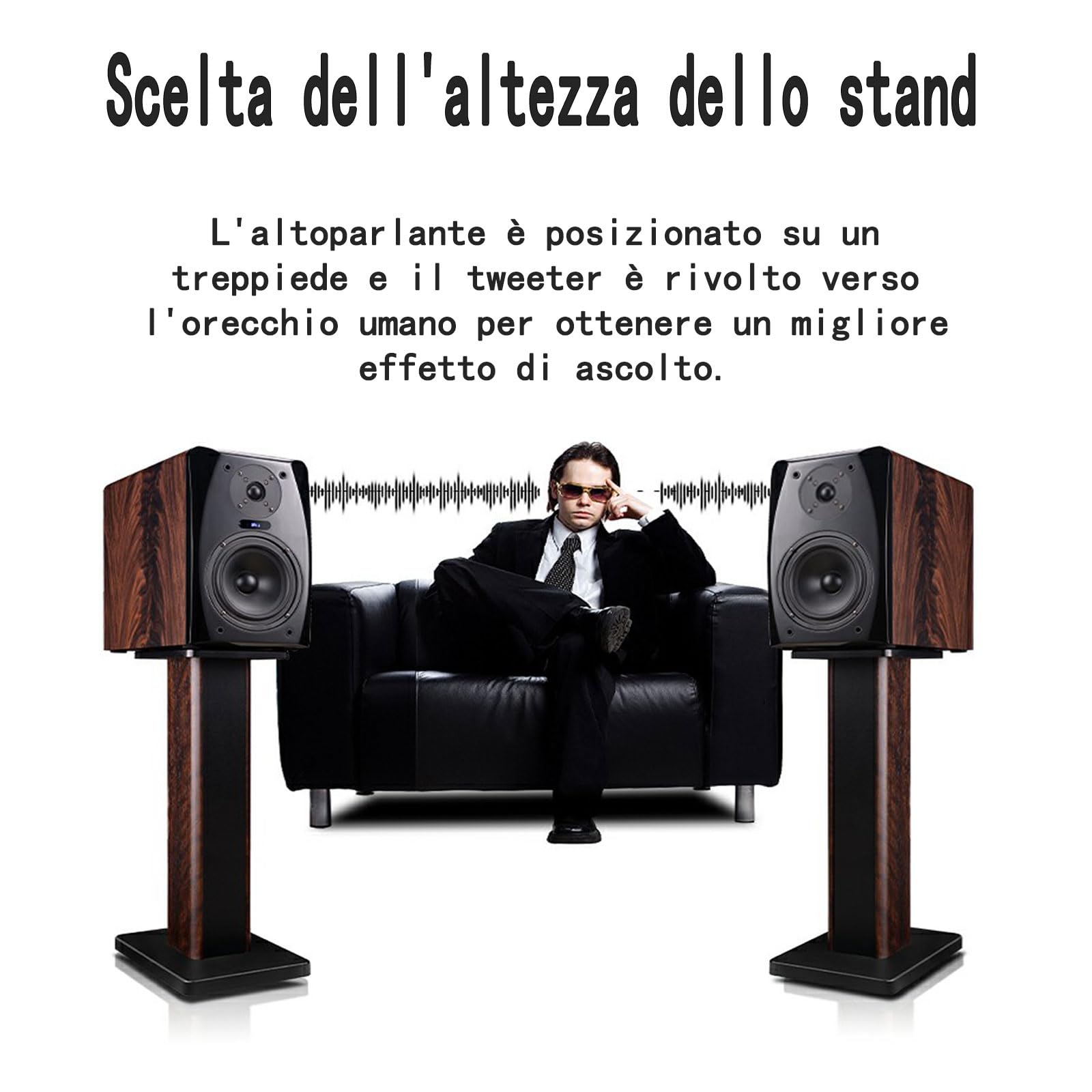 Supporti Universali per Diffusori in Legno Supporti Universali da Pavimento per Diffusori Satellite E Diffusori da Scaffale Supporti per Diffusori 1 Coppia per Sistema Audio Surround, Home Cinema