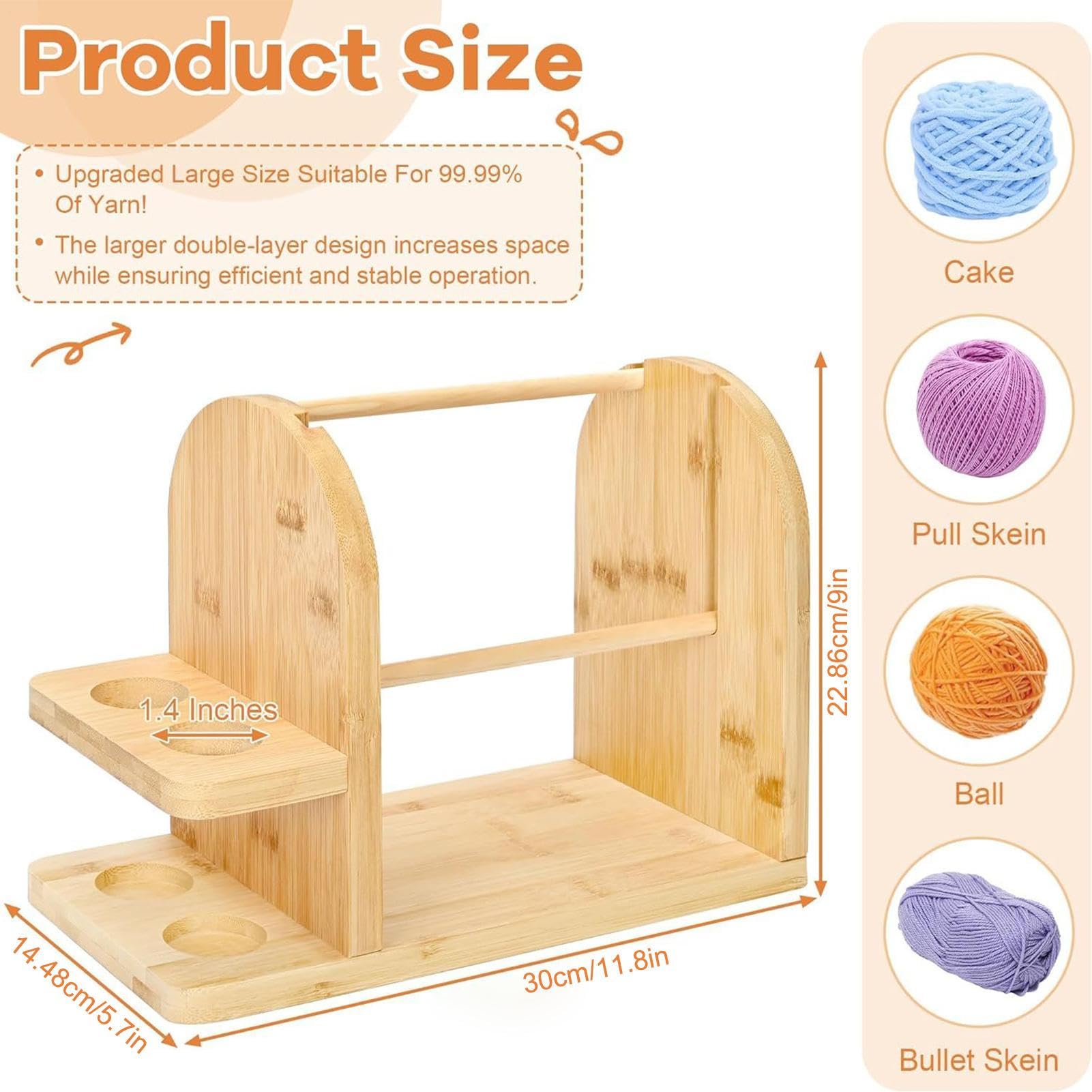Porte-pelotes à crochet, tourneur en bois naturel doux, support pour fil de crochet rotatif | Pour les amateurs de , les amateurs de , les débutants, adultes, hommes, femmes