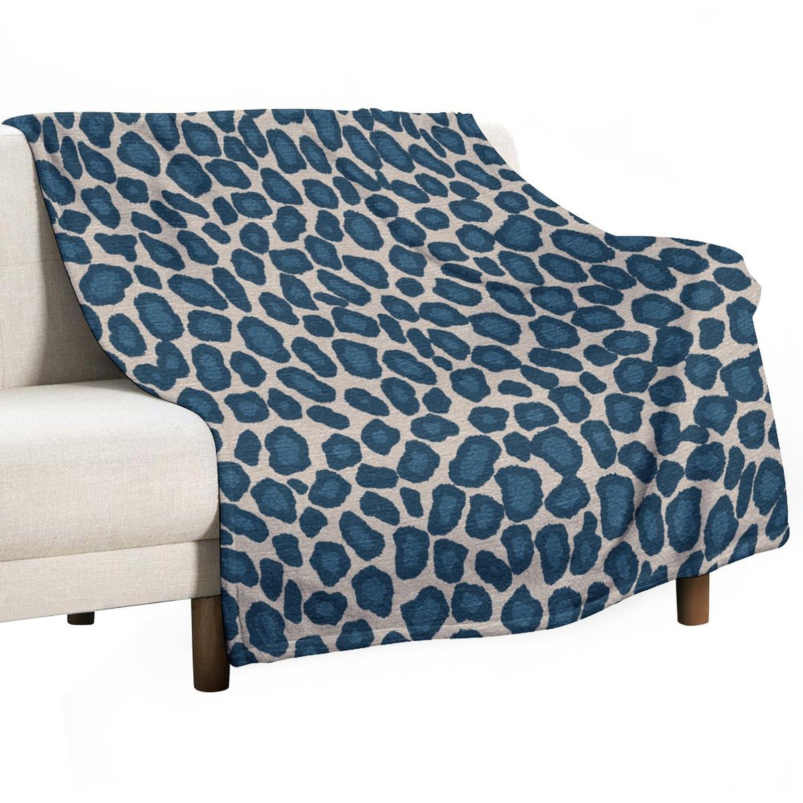 Couverture polaire imprimé fourrure d'animaux sauvages bleu : douceur premium 152x203