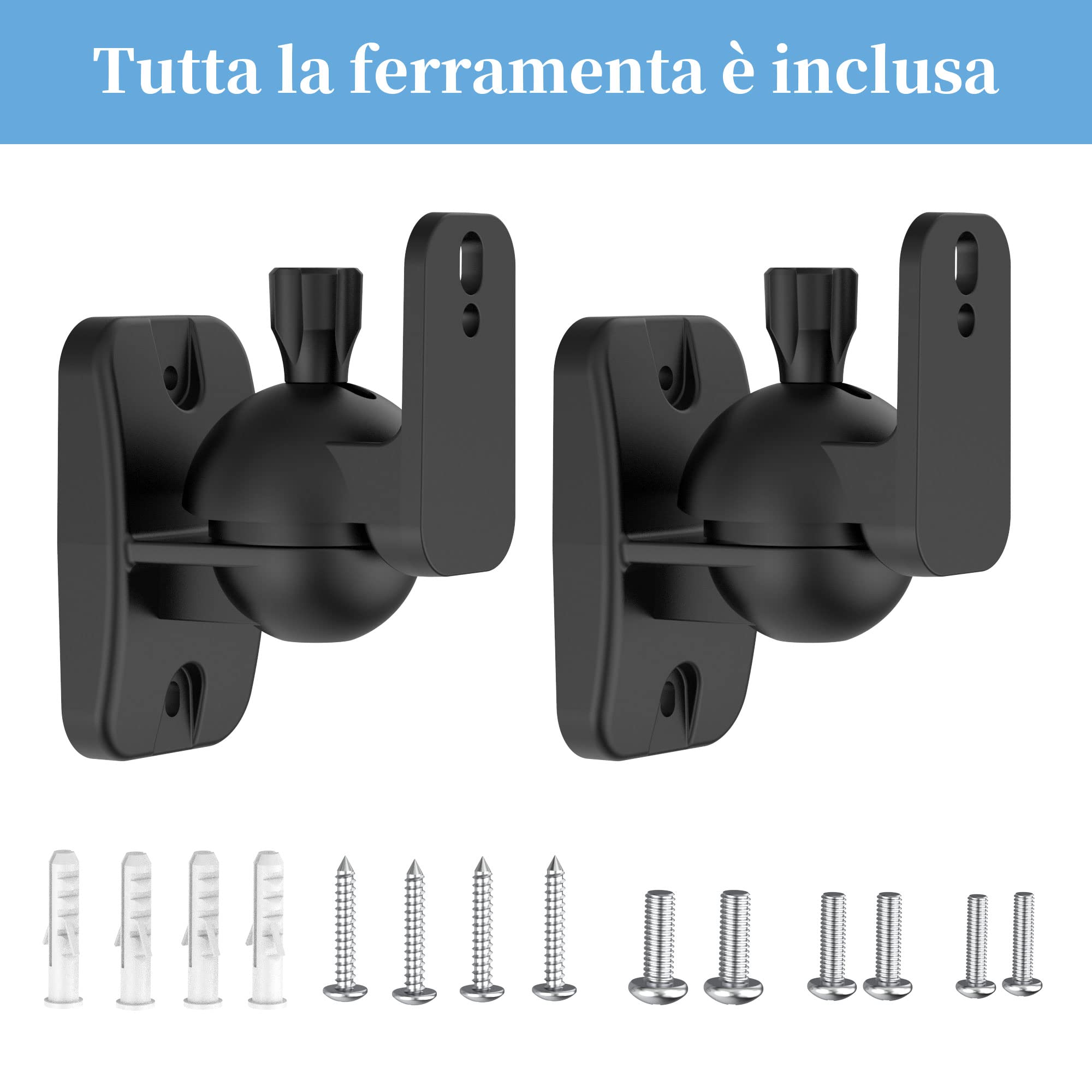 Cozycase Coppia Supporti da Parete per Altoparlanti 2 pezzi Girevoli Inclinabili Staffe per Casse a parete fino a 3,5 kg Nero
