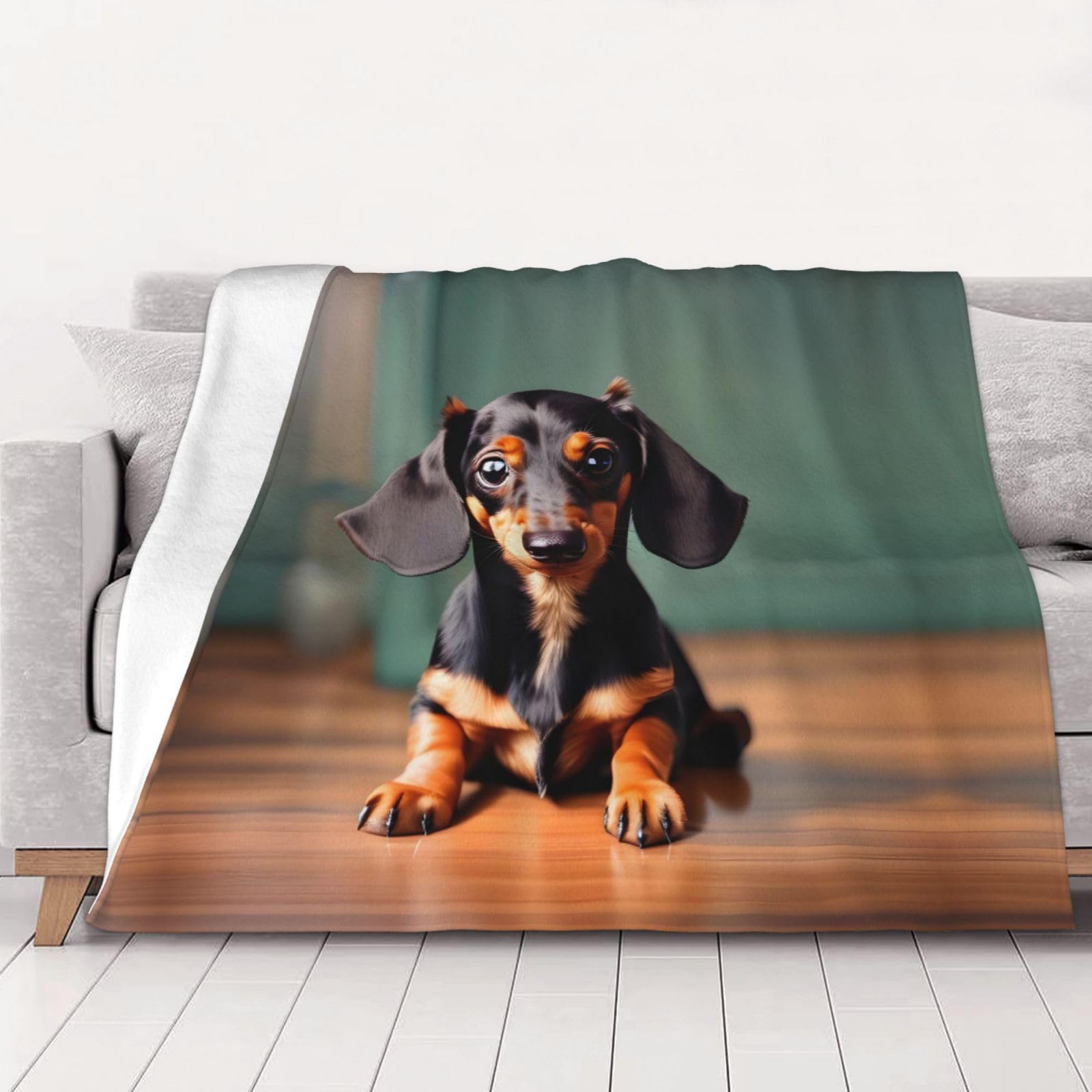 Couverture teckel lavable grand plaid lit jeté de canapé confortable