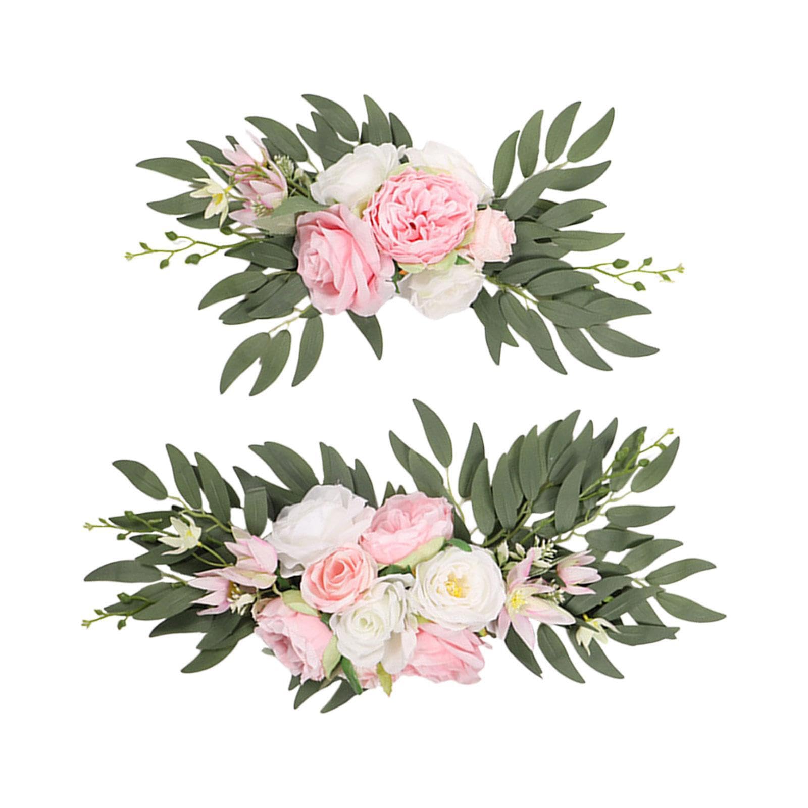 QUXVUIS Beautiful Silk Flowers Hanging Garlands Wedding Arch Decor Front Door Hanging Wreath Indoor Outdoor Easy To Install. Wedding Artificial Rose With, Pink