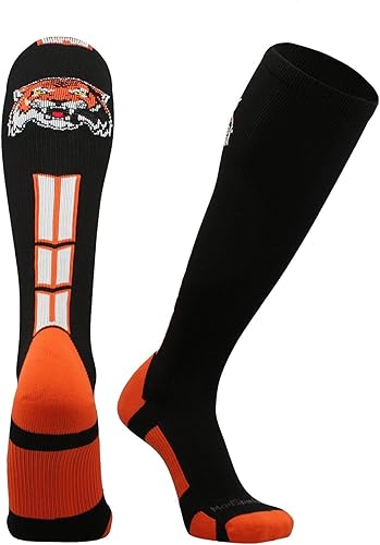 MadSportsStuff Calcetines con logotipo de Tigers para fútbol, sóftbol, béisbol, por encima de la pantorrilla, calcetines de longitud