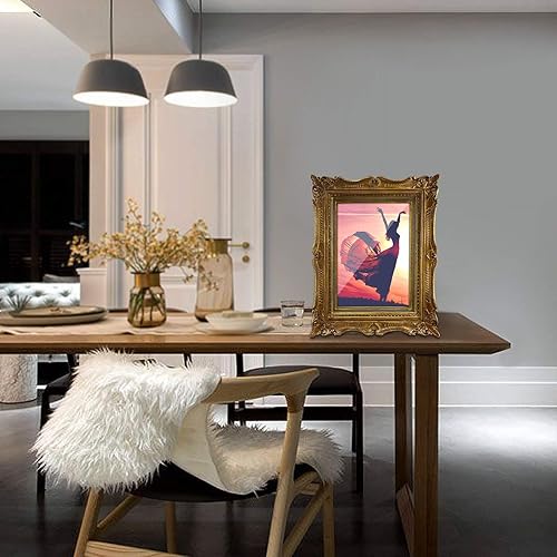 Miniatura 9 de PHAREGE Marco de fotos vintage de bronce de 5 x 7, marco de fotos antiguo adornado de 5 x 7 para bodas, marco de fotos retro que se muestra