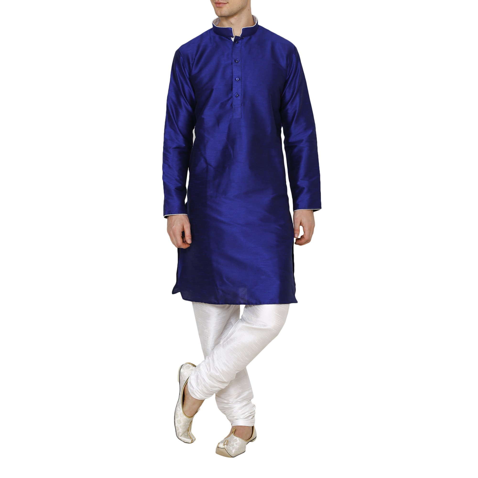 royal kurta Men's Silk Blend Kurta Pyjama Blue-picture-37