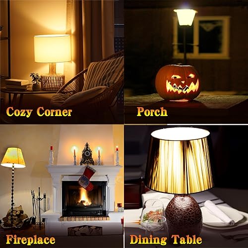 Miniatura 7 de Bombilla LED E26 de 6 W con efecto de llama, 4 modos de bombillas parpadeantes para decoración de Navidad, iluminación ambiental (paquete de 2)