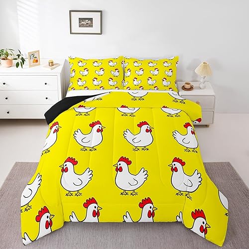 Miniatura 7 de Erosebridal Juego de ropa de cama de pato, juego de edredón de dibujos animados para niños y niñas, bonito edredón de plumón de pato pintado a mano,
