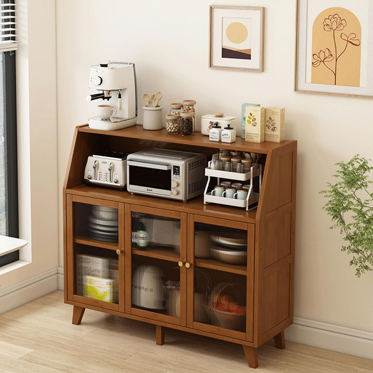 Kitchen Pantry Cabinet with Doors and Drawers, Farmhouse Wood Kitchen Pantry, Versatile Cupboard for Dining Room, for Dining Room, Living Room(White,101cm/39.8in)