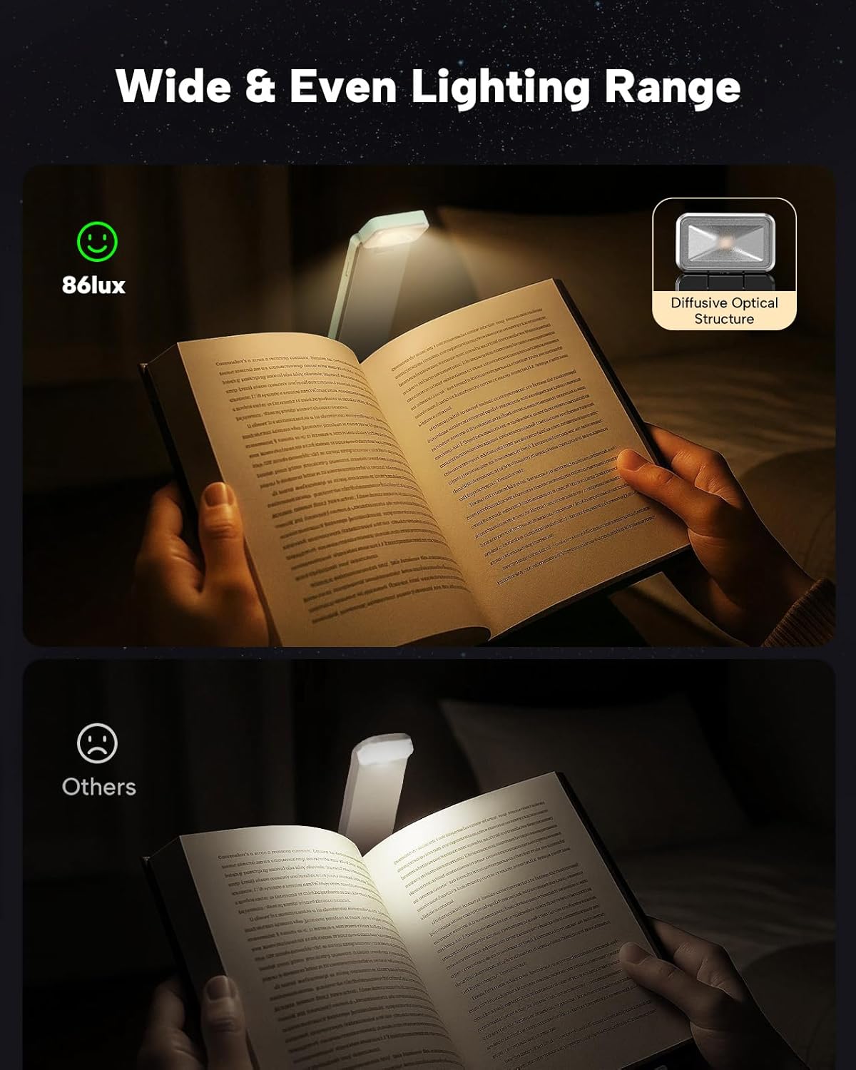 86lux Book Light, Rechargeable Clip-On LED Reading Light for Bed & Night Use - 3 Color Temperatures with Stepless Dimming, Ultralight Bookmark Design for Kids, Book Lovers, Mint Green - Image 2