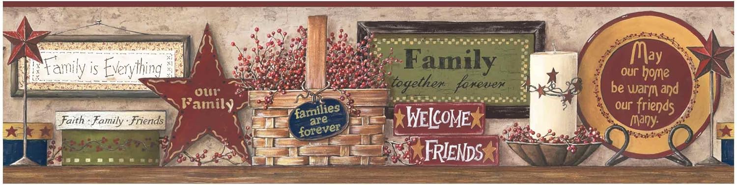 York Wallcoverings CB5520BD Friends and Family Shelf Wallpaper Border