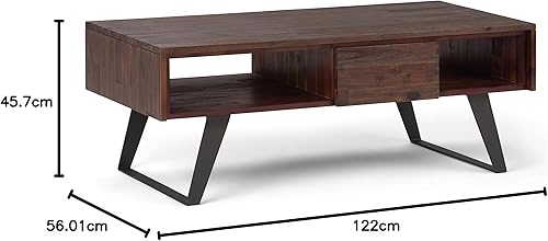 Miniatura 186 de SIMPLIHOME Lowry - Mesa auxiliar cuadrada de madera de acacia maciza y metal, de 22 pulgadas de ancho, moderna, industrial en marrón envejecido café