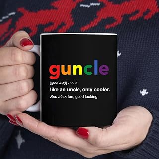 Guncle Definition Rainbow Pride Color for Gay Uncle, Black, One SizeMug, Tea Mug, Tea Cup, Coffee Cup