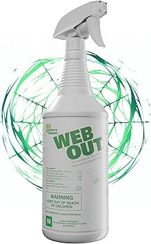Nisus Web Out Cobweb Eliminator and Repels Spiders, Ants, Mosquitoes, Cockroaches, Aids in Web Control, Ready-to-Use Biodegradable Spray, 1 Quart