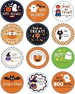 10 Sheets Halloween Stickers for Kids with 12 Kinds Different Design Seal for Envelope Party Gifts Baking Candy Gift Box Business Decoration (120pcs)