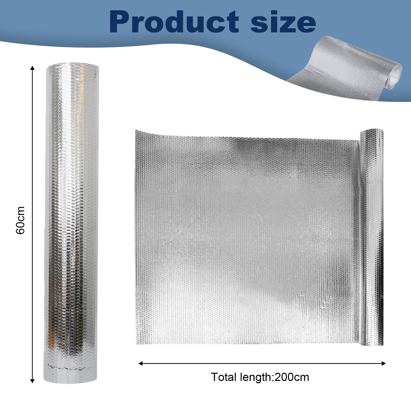 Aislante Termico Autoadhesivo – 60x200cm Aislante Térmico Película & Tela Reflectante para Radiadores, Adecuado para Bobinado, Sellado & Aislamiento de Tuberías