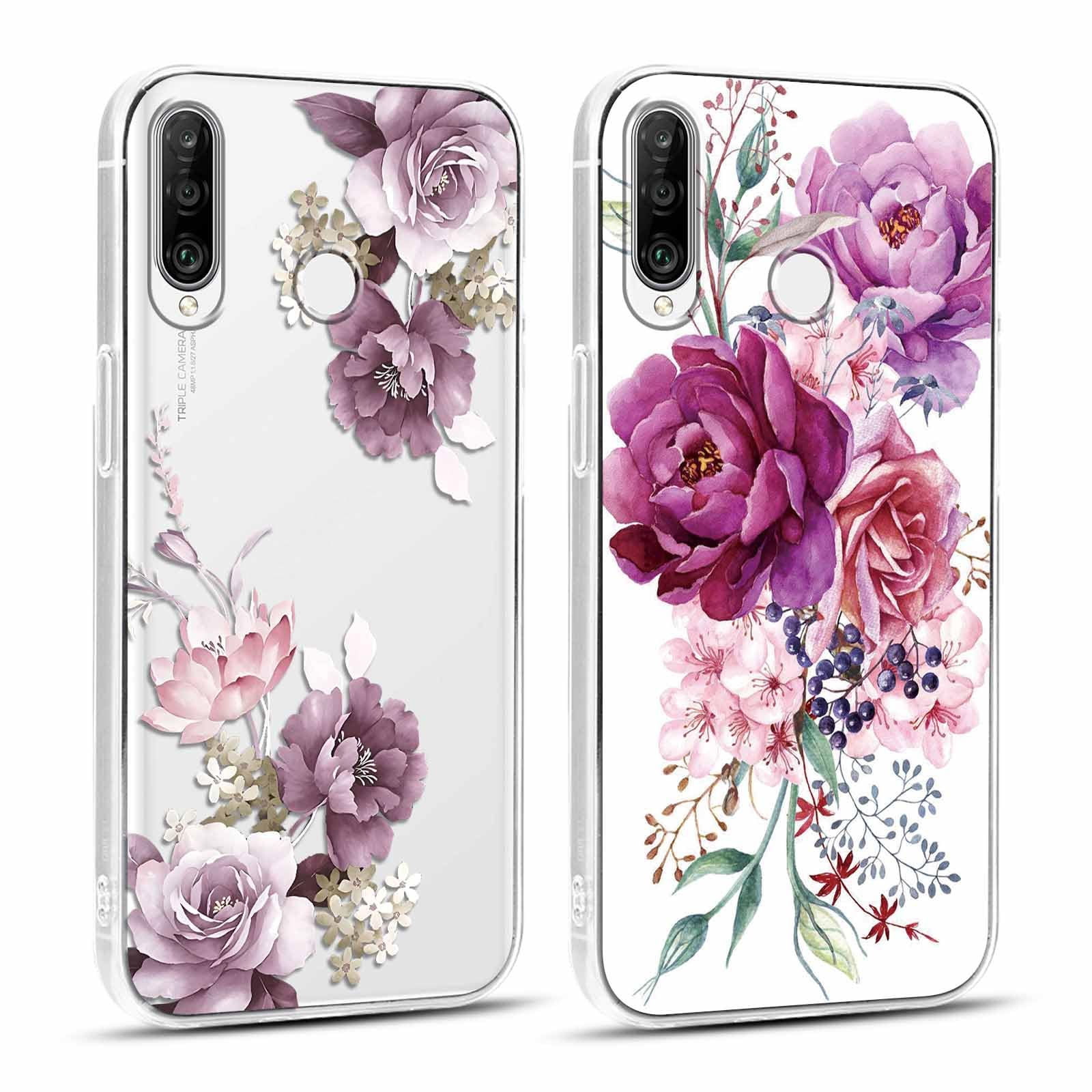Yoedge 2 Cover Per Huawei P30 Lite: Custodia Silicone Morbida Con Farfalla Floral, Viola Chiaro, Ultra Sottile - 3