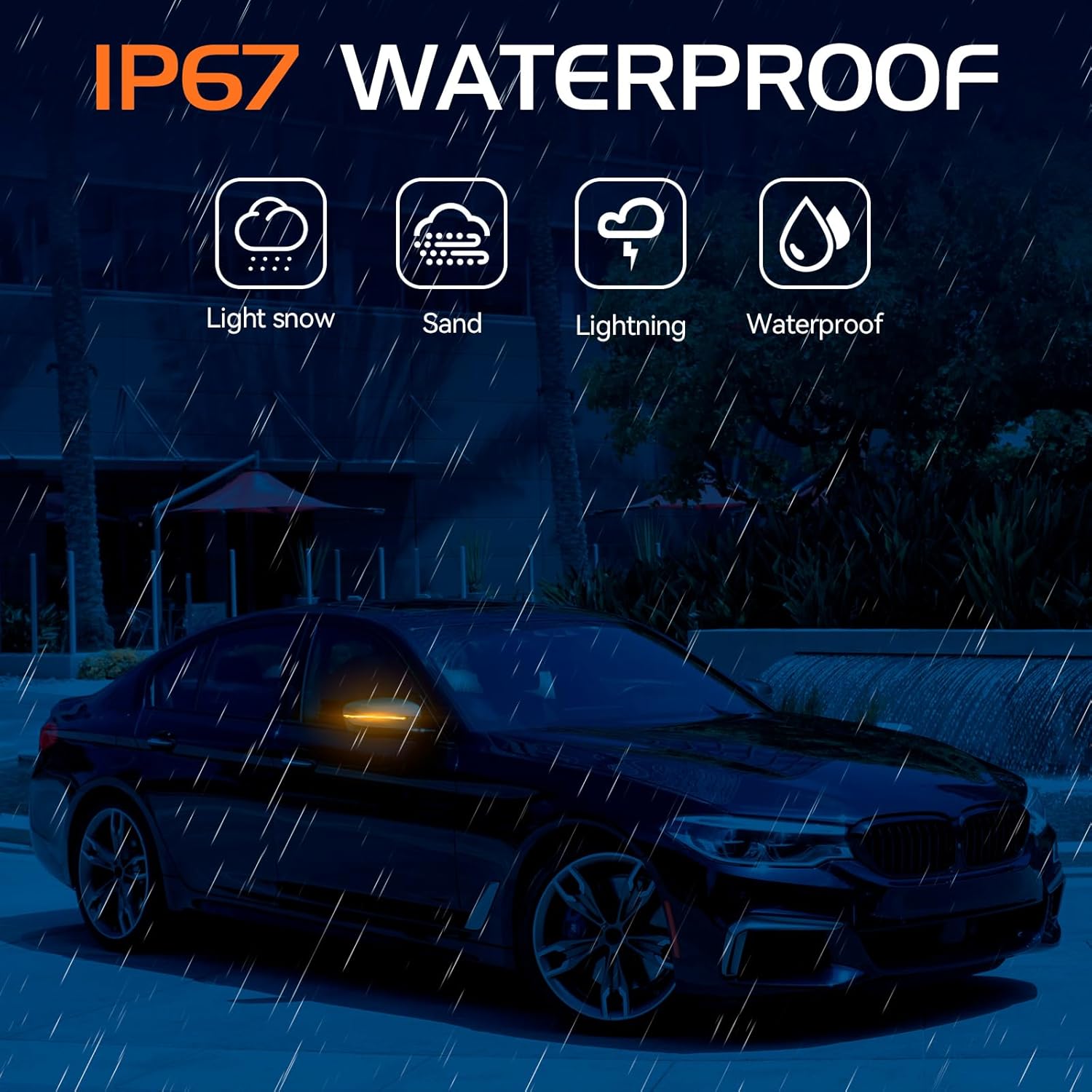 Smoked Lens Sequential Led Side Mirror Turn Signal Lights for BMW 5 6 7 8 3 Series G38 G30 G31 G11 G12 G14 G15 G16 G20 M5 F90, Dynamic Amber & Blue