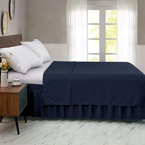 Miniatura 7 de FreshCulture Falda de cama King, con volantes antipolvo para cama de tamaño King, fácil ajuste con caída a medida de 15 pulgadas, falda de cama
