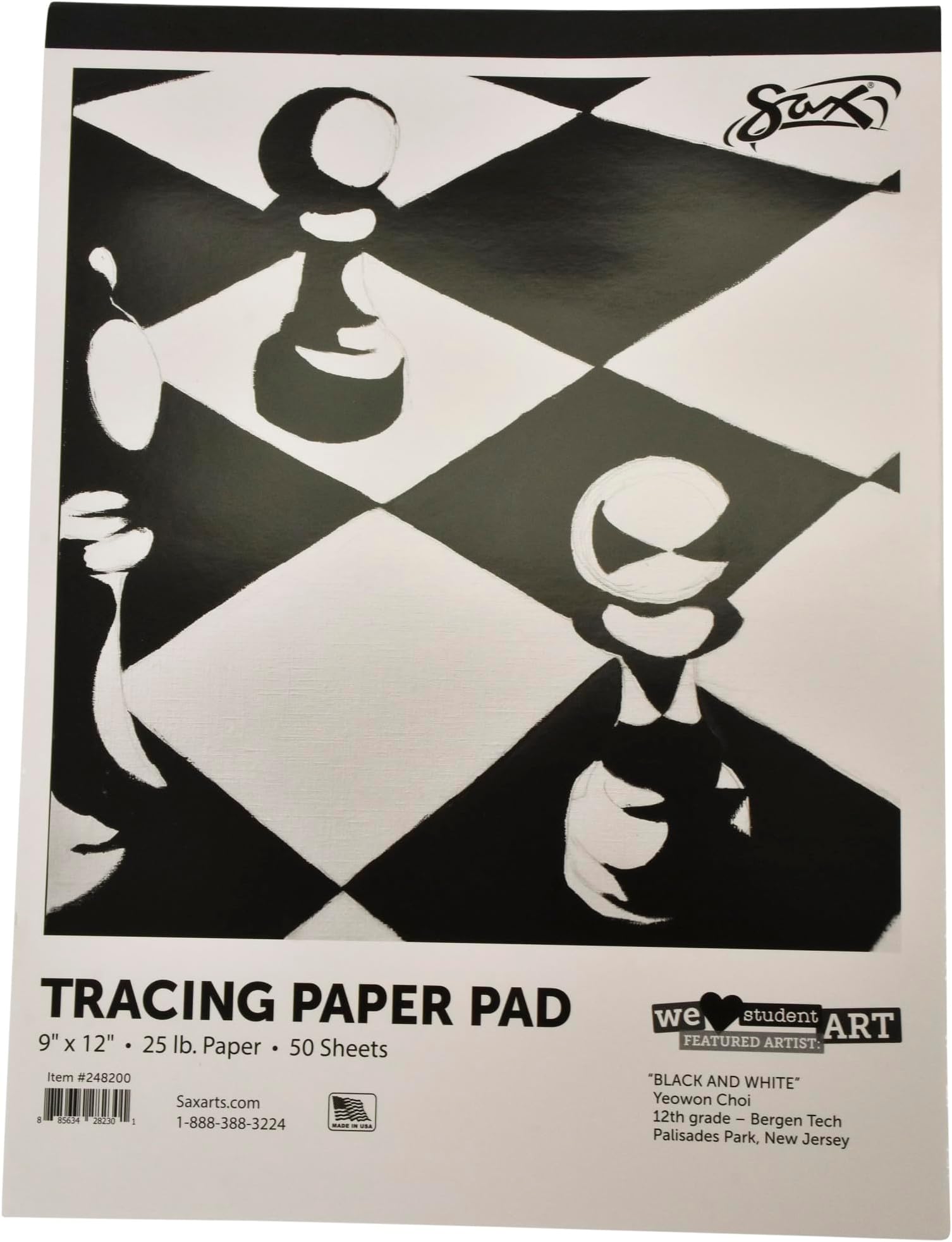 Sax Tracing Paper Pad - 9 x 12 inches - 50 Sheets per Pad, 25lbs - White - 248200