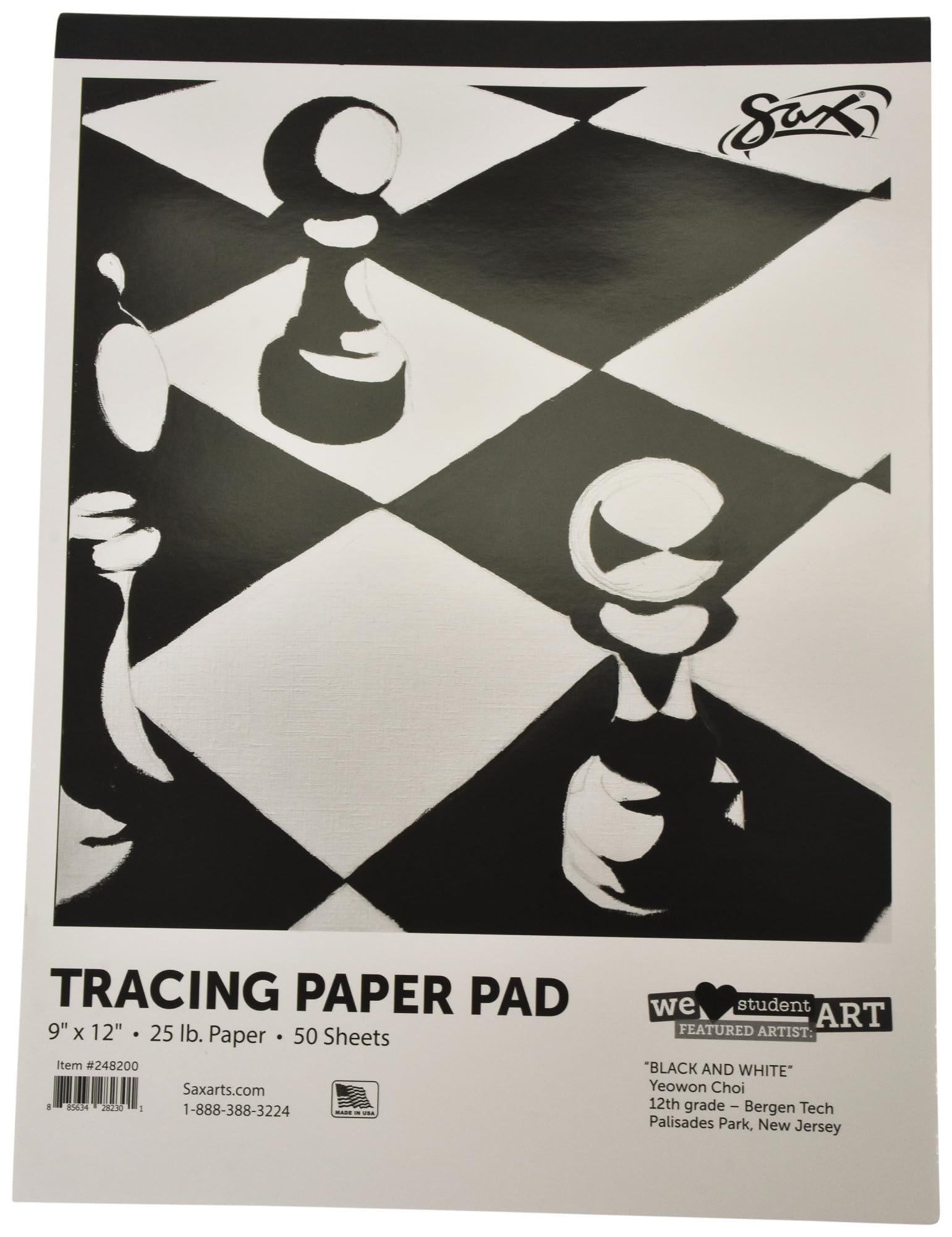 Sax Tracing Paper Pad - 9 x 12 inches - 50 Sheets per Pad, 25lbs - White - 248200