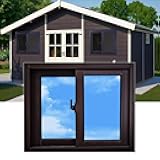 40x50Inch(W x H) Houses Horizontal Sliding Windows, Flush Mount Horizontal Sliding Window with Screen and Tempered Glass, Black Aluminum Frames for Shed, Chicken Coop, Playhouse, Household, Garage