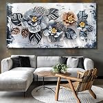 Large Floral Wall Art Decor Elegant Flower Framed Canvas Print Wall Décor for Living Room, Bedroom, Dining Room, and Home Office Modern Textured Ready to Hang - 20"x40"(50CMx100CM)
