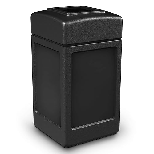 Miniatura 4 de Commercial Zone Products 732104 Contenedor de basura cuadrado, azul, de 42 galones y 732101 con tapa abierta, para interiores y exteriores,