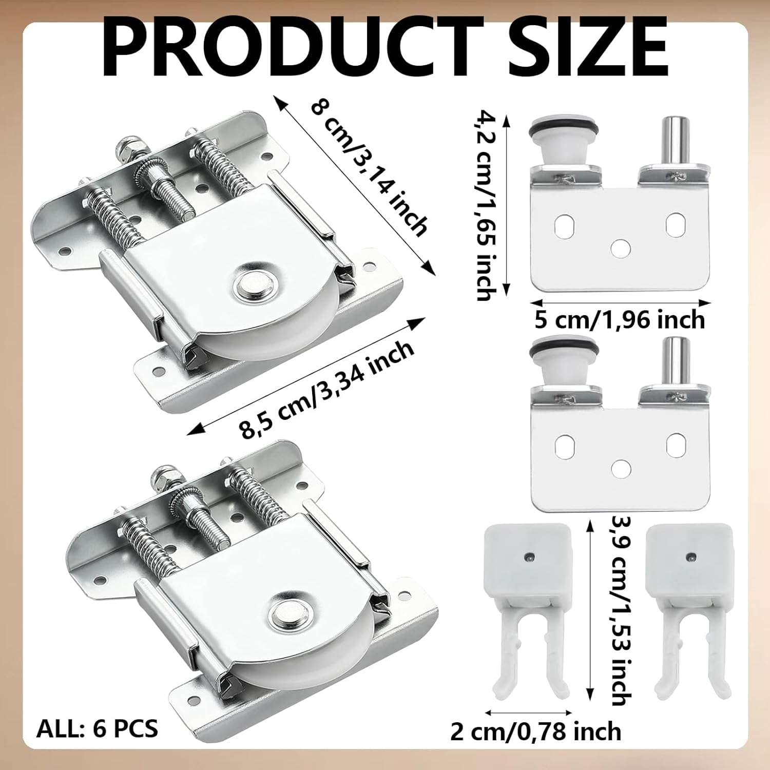 YUANQIAN 2 x Sliding Door Rollers (Wardrobe Roller 2p), silvery - Image 3