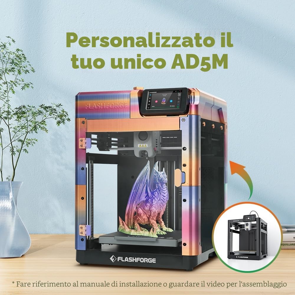 FLASHFORGE Adventurer 5M Kit di chiusura per stampante 3D, Riduzione del rumore e assenza di odori, fai da te La copertura Sblocca più filamenti richiedono alta temperatura come ABS, ASA...