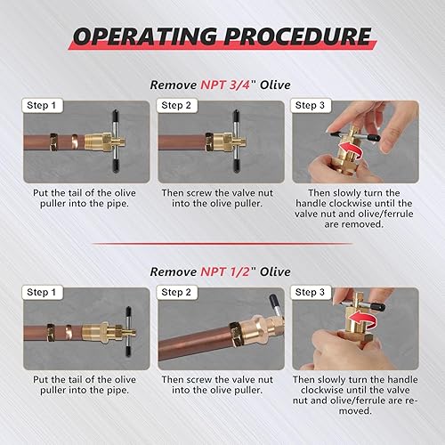 Miniatura 11 de BELEY Herramienta de extracción de aceite de 1/2 pulgada y 3/4 pulgadas, herramienta de extracción de herramientas de extracción de tuberías