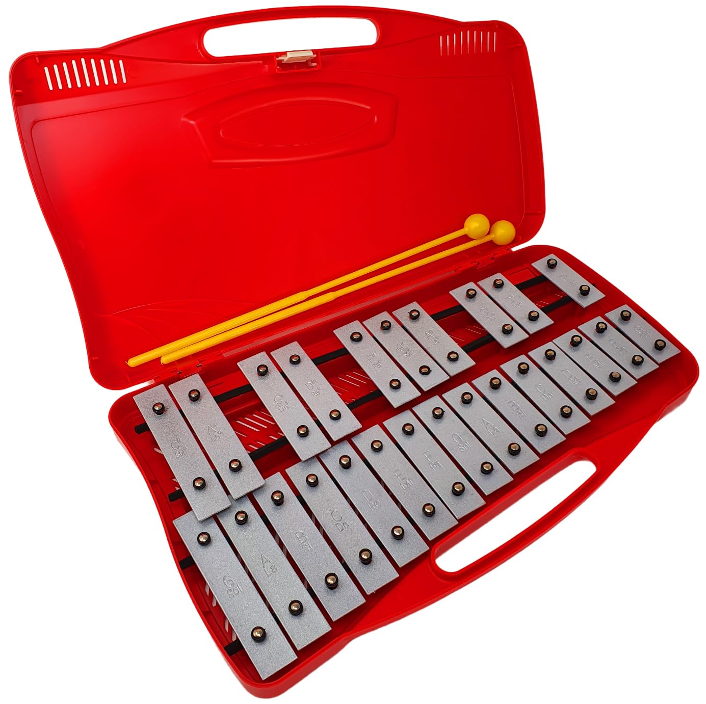 ROCKSTAR - Carrello Xilofono Metalofono 25 Tasti Metallici AG-25N2 Angel 3794, Glockenspiel con astuccio, strumento musicale supervisionato da un adulto