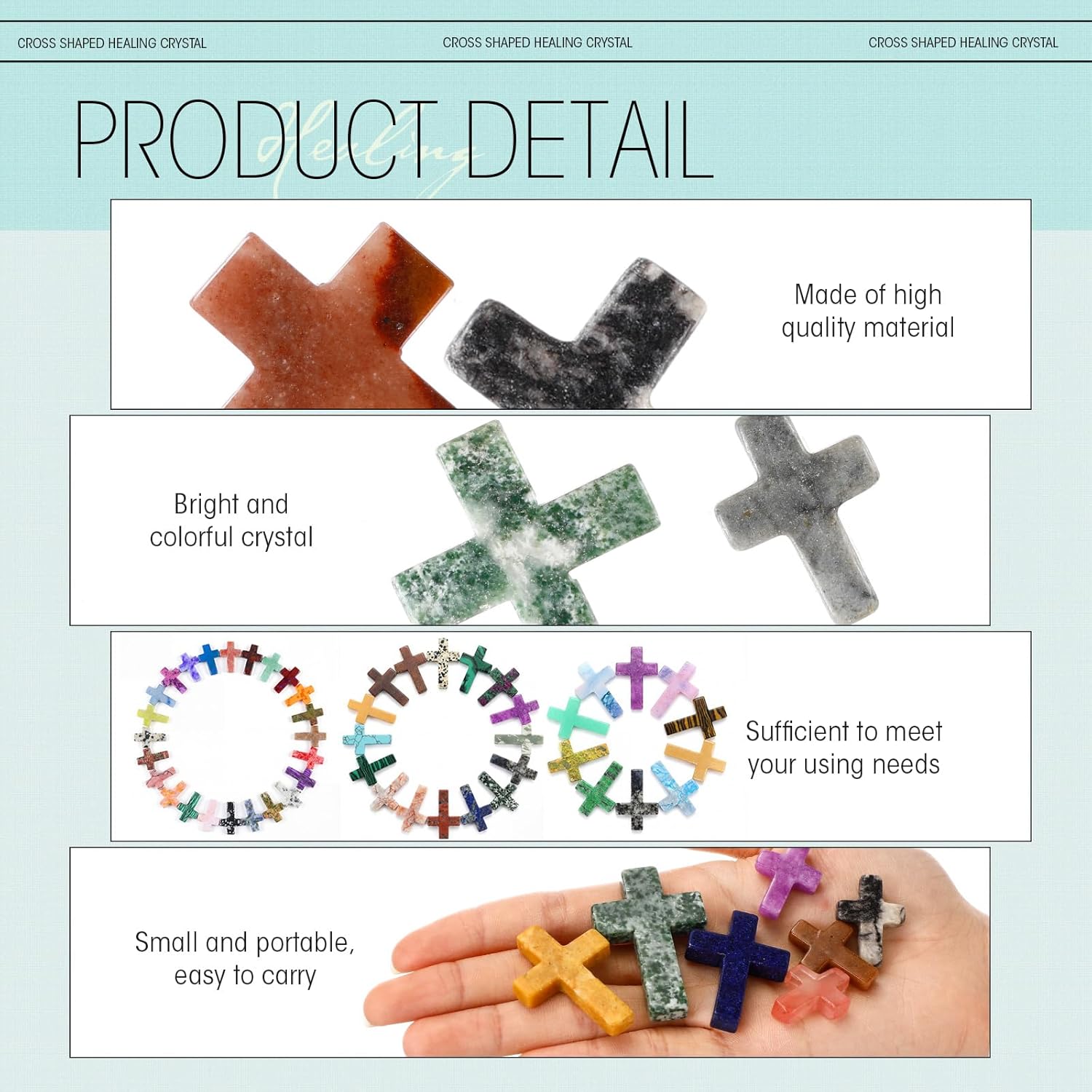 Nuenen 150 Pcs Easter Natural Stone Cross Bulk 1 Inch Cross Shape Crystal Worry Stones Gemstone Pendant Healing Quartz Charms for DIY Necklace Jewelry Crafts Making Easter Wall Decor Gift
