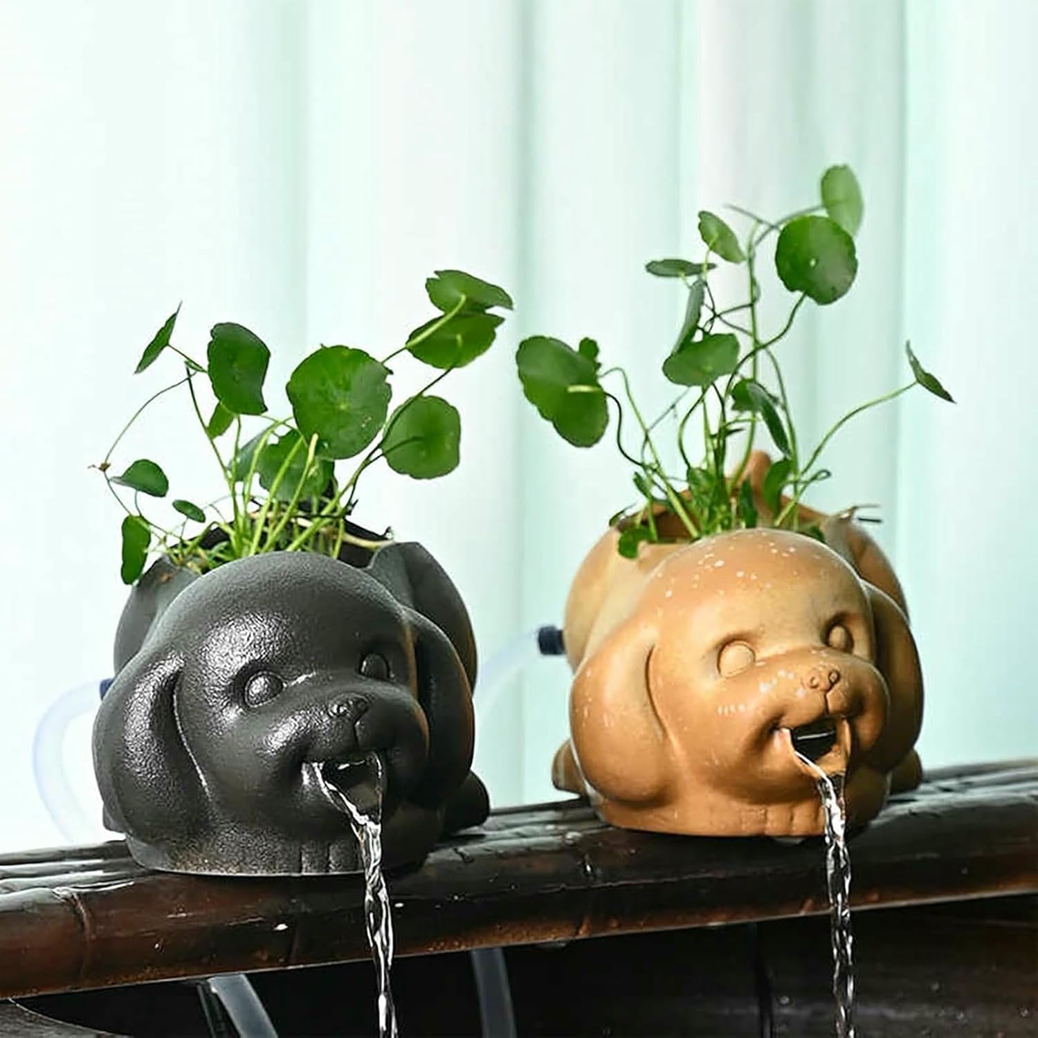 Ceramic Fountain Water Spitter, Outdoor Fish Pond Water Circulation Outlet Landscaping, Garden Water Feature Planter, for Home Garden Pond Tea Table