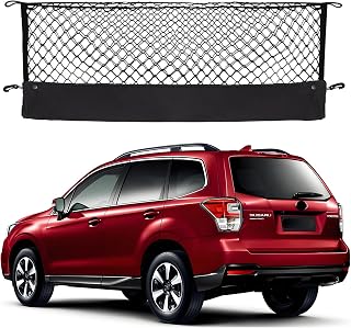Cargo Net for Subaru Forester SK Car Trunk Rear Tailgate Touring Netting | Custom Fits 2026 2025 2024 2023 2022 2021 2020 2019-1998, New Envelope Style Zipper Collection Bottom, Heavy-duty Carabiners