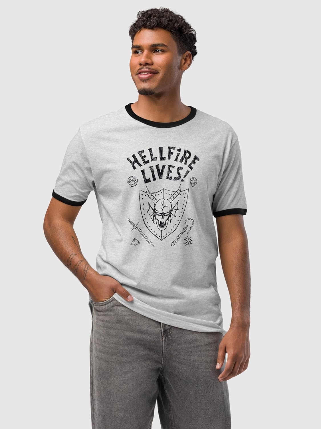 Stranger Things Hellfire Lives Ringer T-Shirt - Officially Licensed