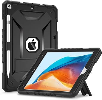 Case for iPad 9th Generation/iPad 8th Generation/iPad 7th Generation 10.2 Inch, with Kickstand, Slim Heavy Duty Shockproof Rugged Protective Case for iPad 10.2 Inch 2021/2020/2019 Model, Black | with Kickstand