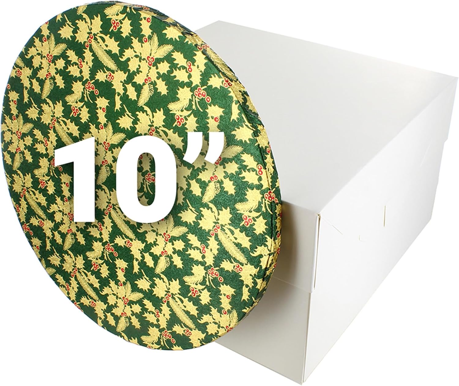 Culpitt Christmas Cake Board & Box Set 10", Green White Cake Box
