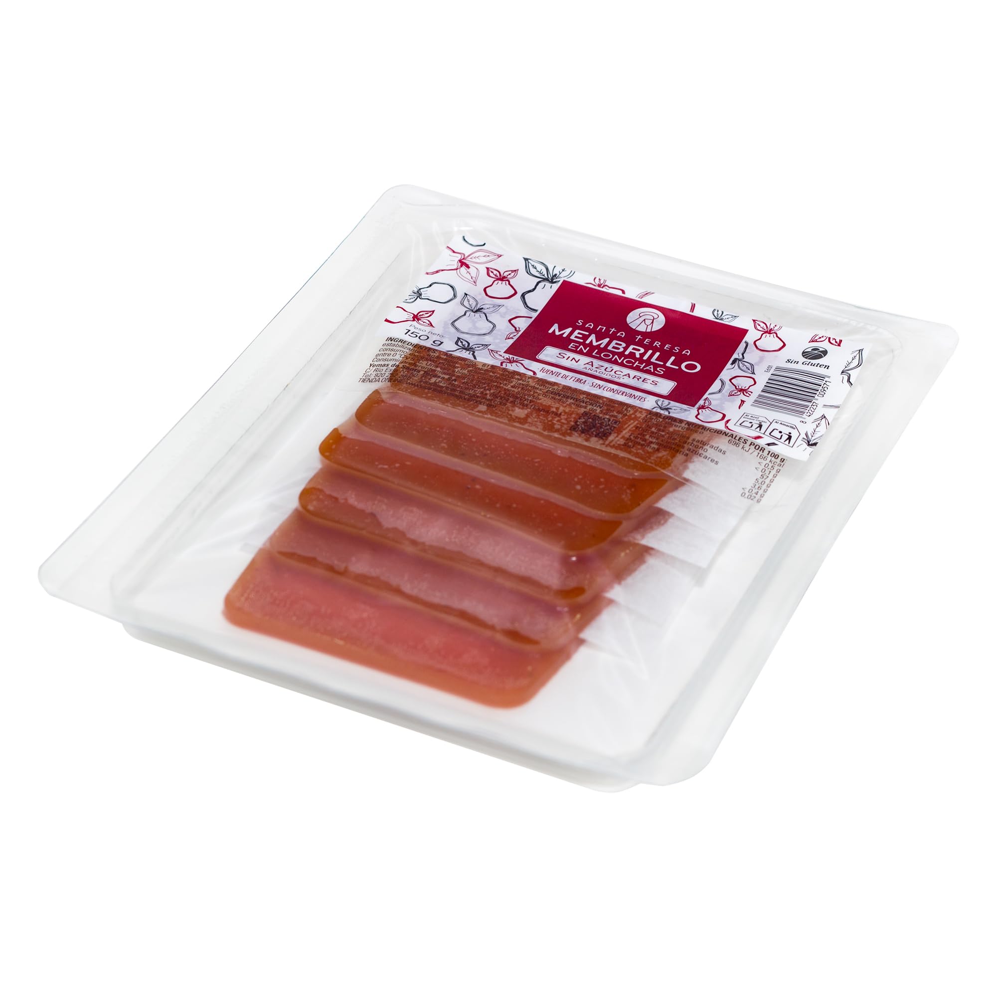Santa Teresa - Membrillo en Lonchas Sin Azúcar. Sin conservantes ni aditivos. Sin gluten. Sin azúcares añadidos. 150g