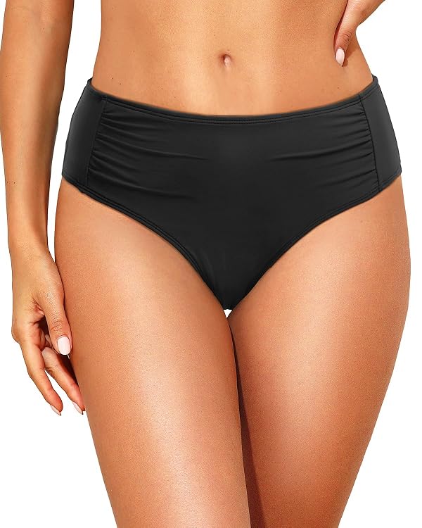 Women Full Coverage Bikini Bottoms - Mid Rise Ruched Swimsuit Bottom by Talisea - Used condition - US$12.96
