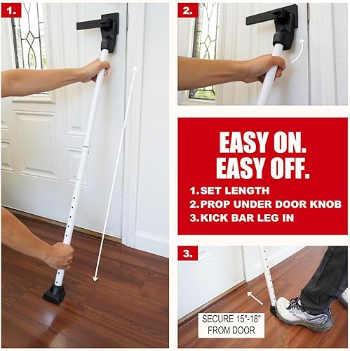 Vista 35 de SECURITYMAN - Barra de seguridad para puerta, 2 en 1, topes de puerta ajustables, barra de seguridad y barra de seguridad para puerta corredera