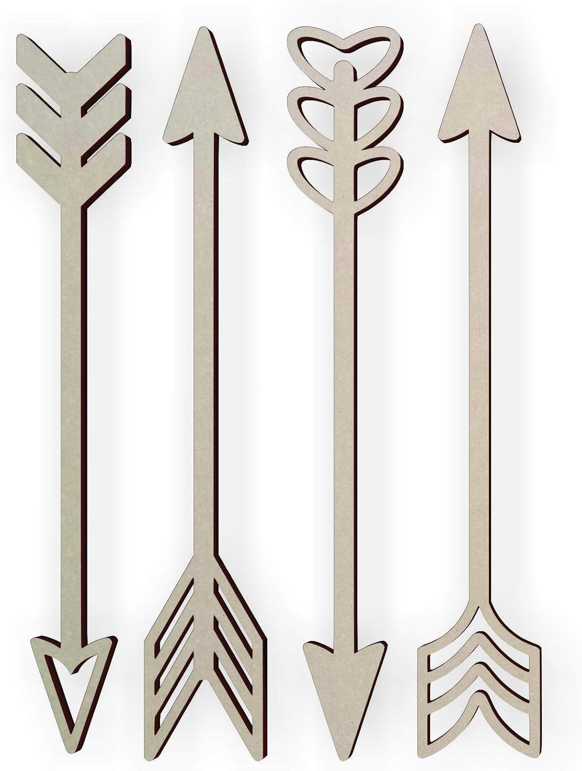 Jess and Jessica Arrow Decor, Set of 4 Unfinished Ready to Paint