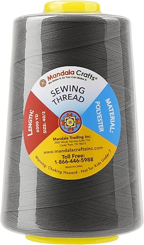 Vista 90 de Mandala Crafts - Hilo de coser multiusos de poliéster para máquina de coser de sarga, sobrehilado, acolchado Beige