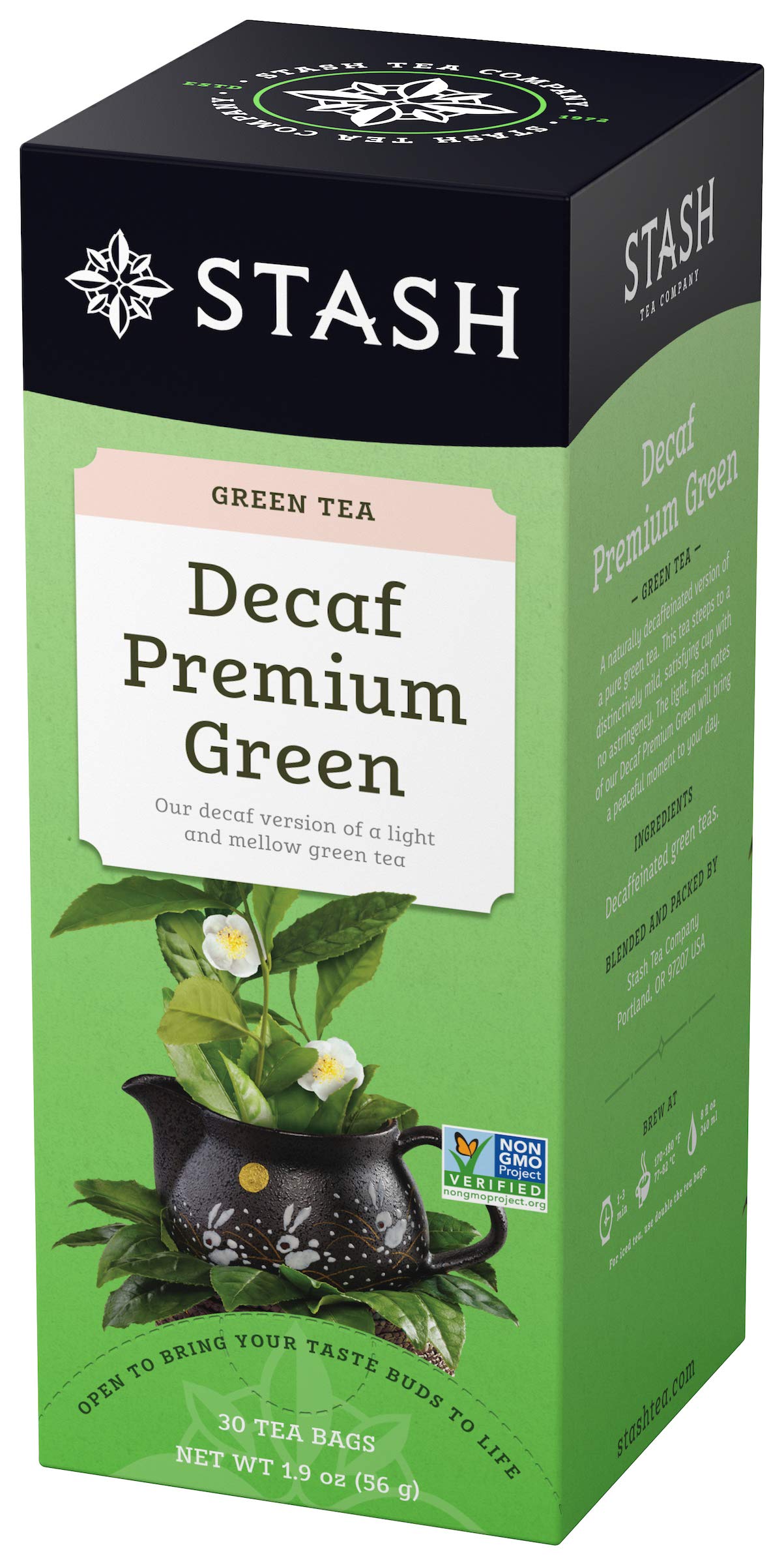 Tea Decaf Premium Green Tea - Decaf, Non-GMO Project Verified Premium Tea with No Artificial Ingredients, 30 Count (Pack of 6) - 180 Bags Total