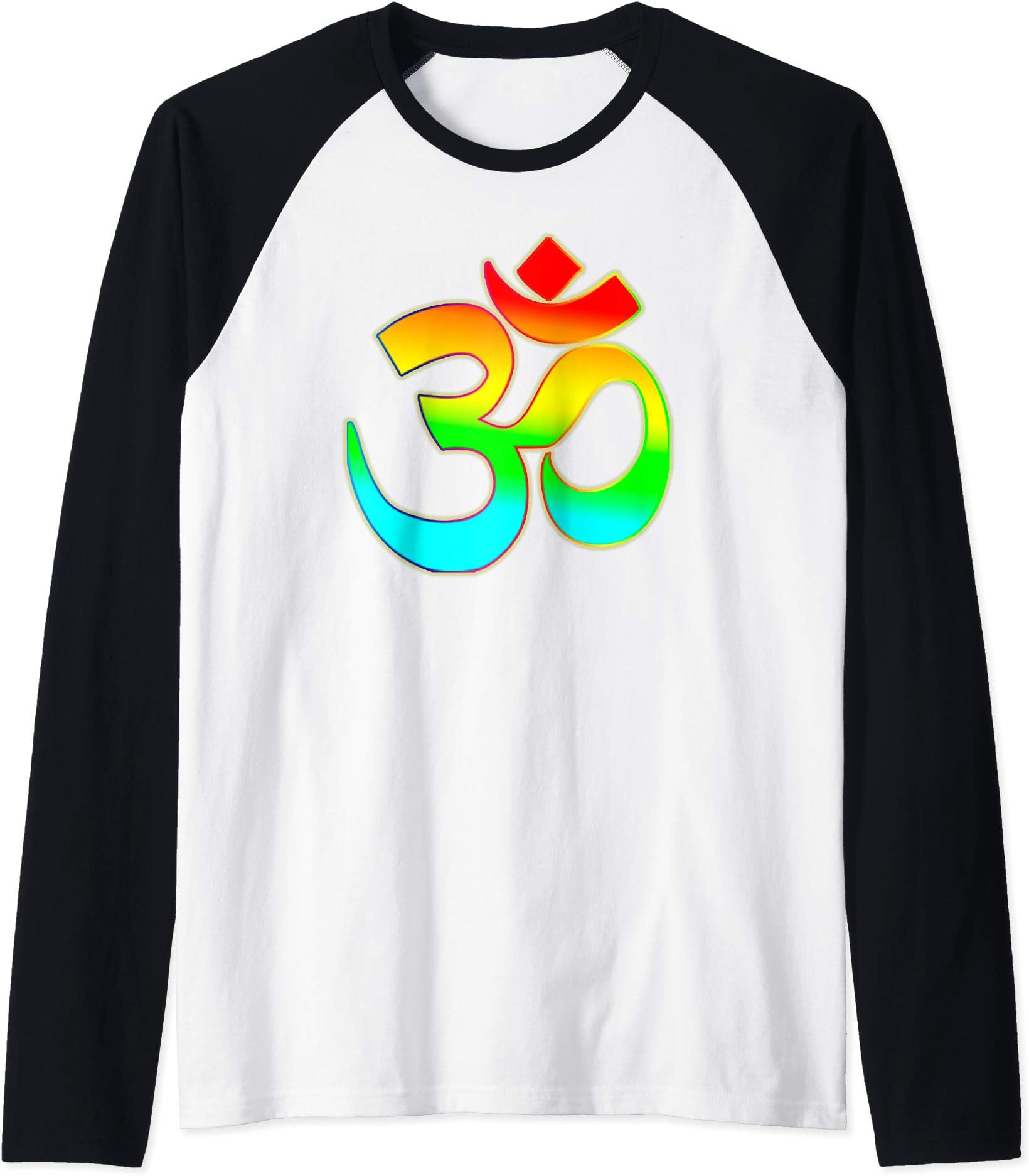 Om Colorful Rainbow Aum Raglan Baseball Tee
