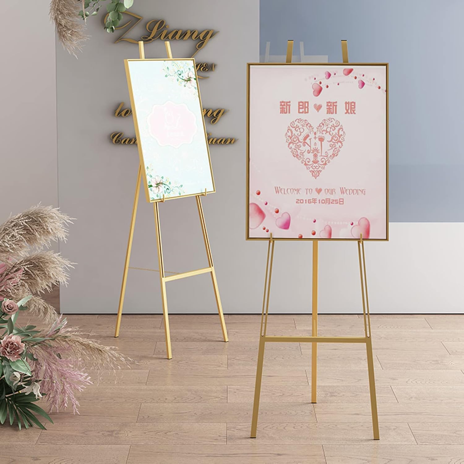 Caballete trípode Plegable Dorado/Negro/Blanco de 115 cm/141 cm de Alto para Pintar, Soporte de exhibición Ajustable de Metal liviano para Bodas (Negro 115 cm) (Blanco 141 cm)
