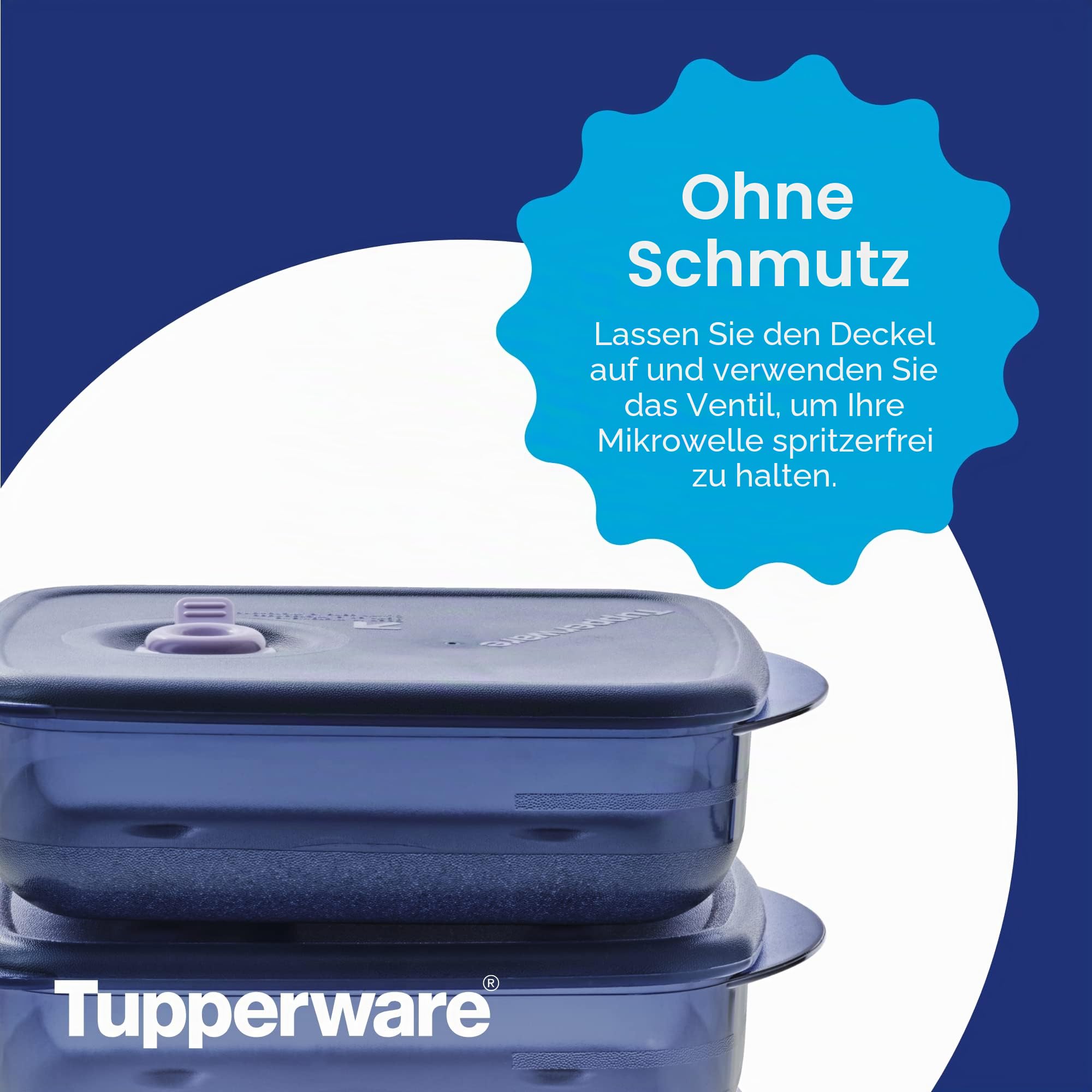 Tupperware Vent 'N Serve Behälter-Set – 3 mittelgroße flache Behälter zum Vorbereiten, Einfrieren und Aufwärmen von Mahlzeiten + Deckel – spülmaschinen-, mikrowellen- und gefriergeeignet – BPA-frei