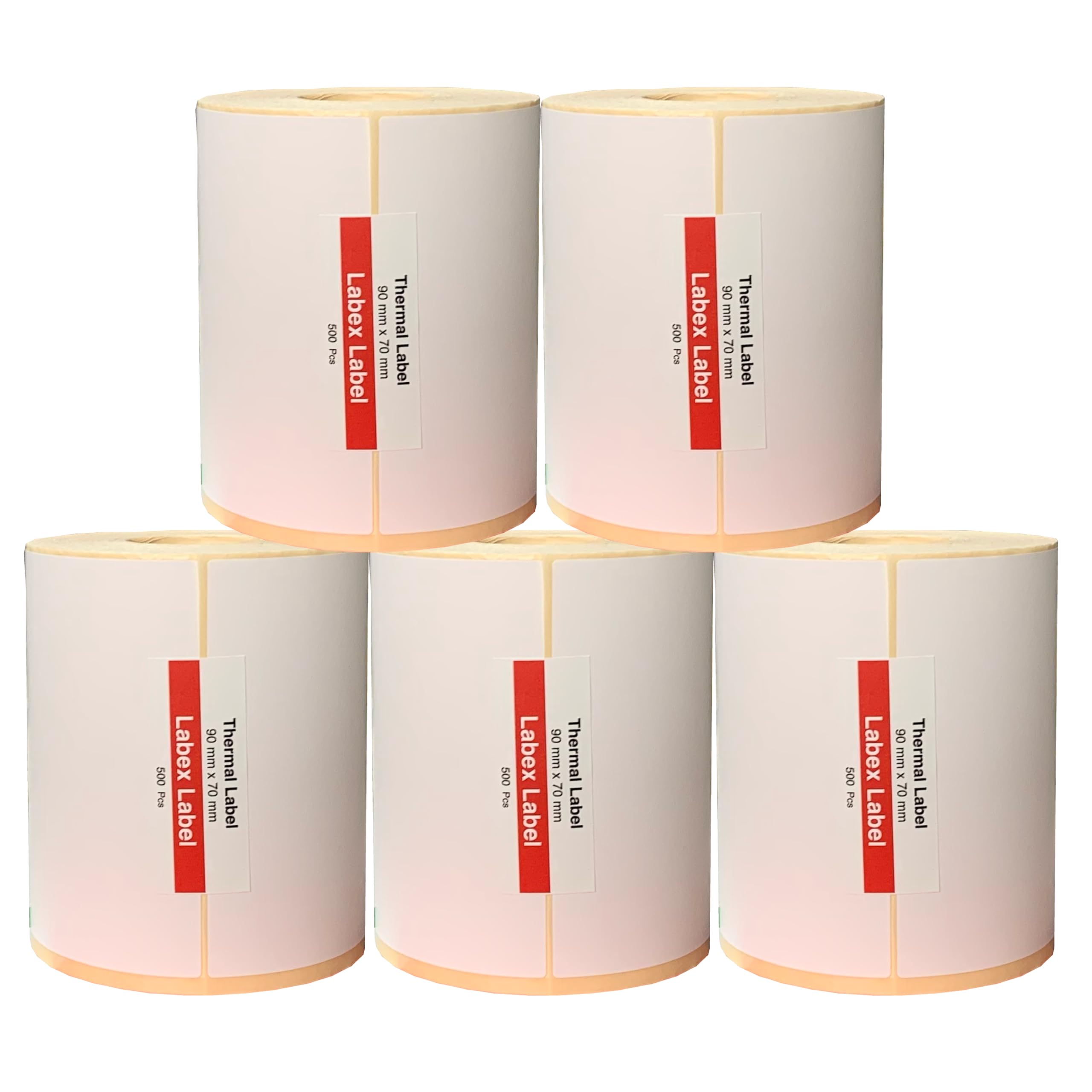 Thermoetiketten 90x70 mm Rolle Kartonetiketten Lager Großformat 5 Rollen 2500 Etiketten Thermodirekt kompatibel Zebra TSC Godex