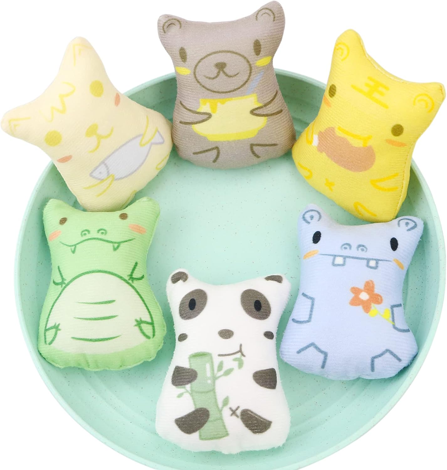 CZWESTC 6 Pcs Soft Catnip Toys for Indoor Cats, Cute Cat Chew Toys, Kitten Teething Toys, Interactive Cat Toys with Catnip